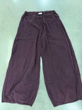 Oh My Gauze! 100% cotton pull on pants size 1 purple lagenlook wide leg crepe